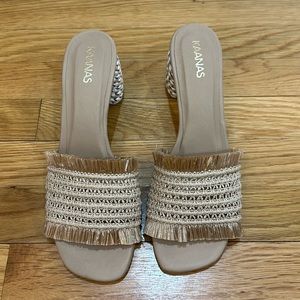 Kaanas Sumatra size 9 tan block heel - like new, never work outside